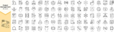 Set of project management icons. Simple line art style icons pack. Vector illustration