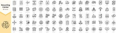 Set of recycling center icons. Simple line art style icons pack. Vector illustration