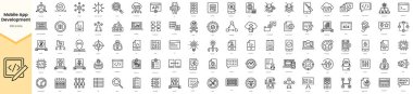 Set of mobile app development icons. Simple line art style icons pack. Vector illustration