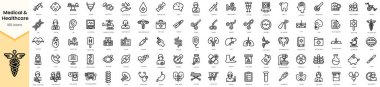 Set of medical and healthcare icons. Simple line art style icons pack. Vector illustration