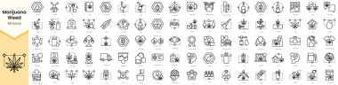 Set of marijuana weed icons. Simple line art style icons pack. Vector illustration