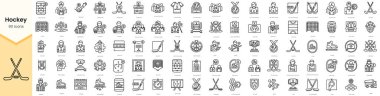 Set of hockey icons. Simple line art style icons pack. Vector illustration
