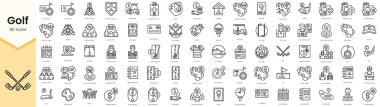 Set of golf line icons. Simple line art style icons pack. Vector illustration