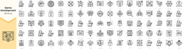 Set of game development icons. Simple line art style icons pack. Vector illustration