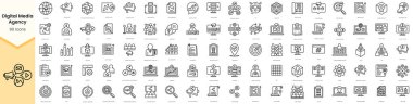 Set of Digital media agency icons. Simple line art style icons pack. Vector illustration