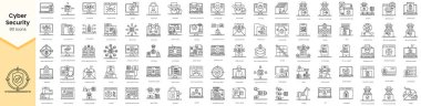 Set of cyber security icons. Simple line art style icons pack. Vector illustration