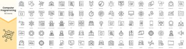 Set of computer programming icons. Simple line art style icons pack. Vector illustration