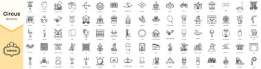 Set of circus icons. Simple line art style icons pack. Vector illustration