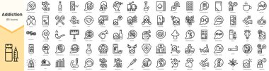 Set of addiction icons. Simple line art style icons pack. Vector illustration