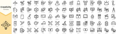 Set of creativity icons. Simple line art style icons pack. Vector illustration