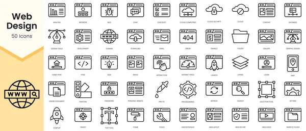 Simple Outline Set of web design icons. Linear style icons pack. Vector illustration