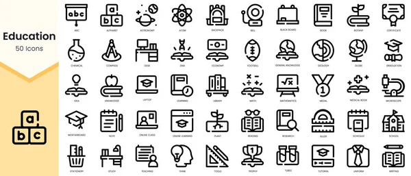 Set of education icons. Simple line art style icons pack. Vector illustration
