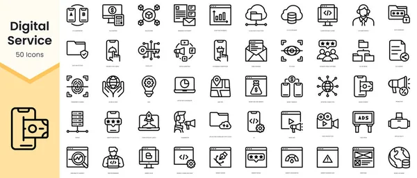 Set of digital service icons. Simple line art style icons pack. Vector illustration
