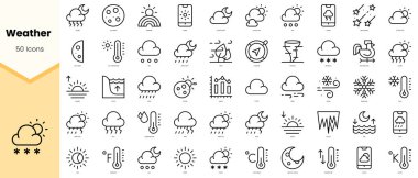 Set of weather Icons. Simple line art style icons pack. Vector illustration