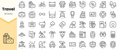 Set of travel Icons. Simple line art style icons pack. Vector illustration