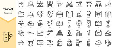 Set of travel Icons. Simple line art style icons pack. Vector illustration