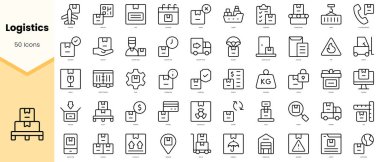 Set of logistics Icons. Simple line art style icons pack. Vector illustration