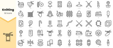Set of knitting Icons. Simple line art style icons pack. Vector illustration clipart