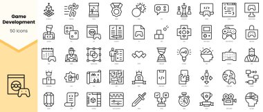 Set of game development Icons. Simple line art style icons pack. Vector illustration