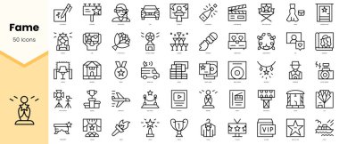 Şöhret Simgeleri. Basit çizgi sanat simgeleri paketi. Vektör illüstrasyonu