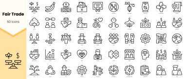 Set of fair trade Icons. Simple line art style icons pack. Vector illustration clipart