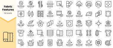 Set of fabric features Icons. Simple line art style icons pack. Vector illustration clipart