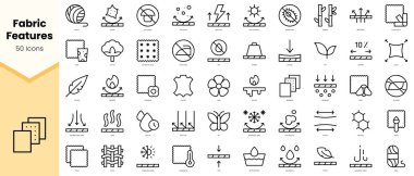 Set of fabric features Icons. Simple line art style icons pack. Vector illustration clipart