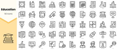 Set of education Icons. Simple line art style icons pack. Vector illustration