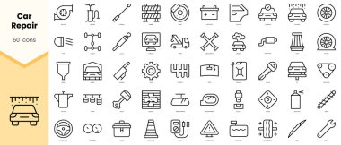 Set of car repair Icons. Simple line art style icons pack. Vector illustration