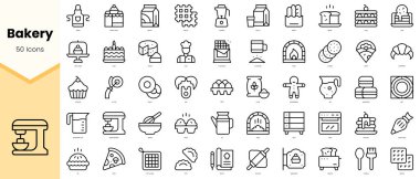 Set of bakery Icons. Simple line art style icons pack. Vector illustration