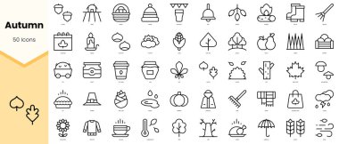 Set of autumn Icons. Simple line art style icons pack. Vector illustration