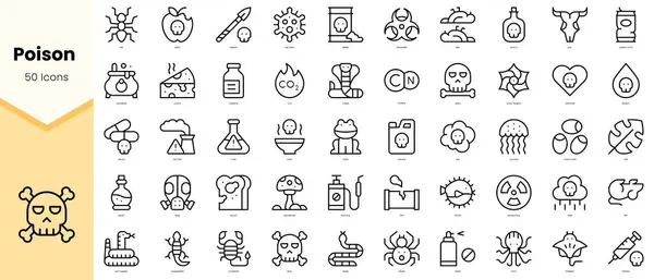 Zehirli Simgeler seti. Basit çizgi sanat simgeleri paketi. Vektör illüstrasyonu