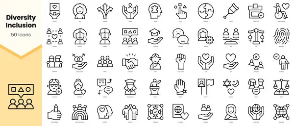 Çeşitlilik Ekleme Simgeleri kümesi. Basit çizgi sanat simgeleri paketi. Vektör illüstrasyonu