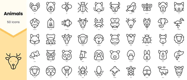 Set of animals Icons. Simple line art style icons pack. Vector illustration