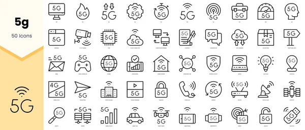 stock vector Set of 5g Icons. Simple line art style icons pack. Vector illustration