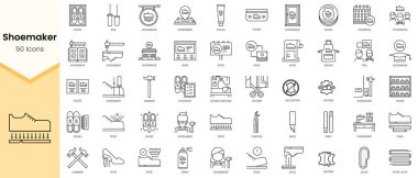 Simple Outline Set of Shoemaker icons. Linear style icons pack. Vector illustration