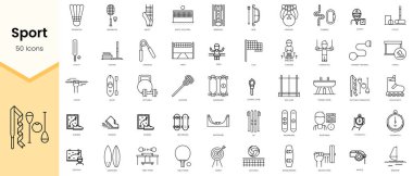 Simple Outline Set of Sport icons. Linear style icons pack. Vector illustration