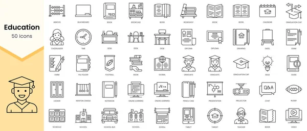 stock vector Simple Outline Set of Education icons. Linear style icons pack. Vector illustration