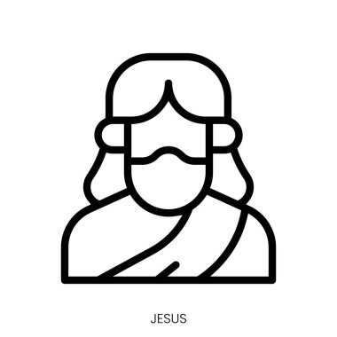 İsa 'nın ikonu. Çizgi Sanatı Biçimi Tasarımı Beyaz Arkaplanda İzole Edildi