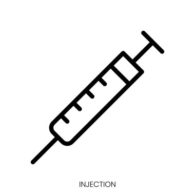 Enjeksiyon ikonu. Çizgi Sanatı Biçimi Tasarımı Beyaz Arkaplanda İzole Edildi