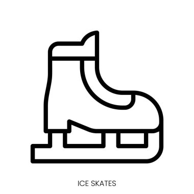 Buz pateni ikonu. Çizgi Sanatı Biçimi Tasarımı Beyaz Arkaplanda İzole Edildi