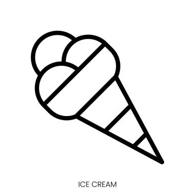 Dondurma ikonu. Çizgi Sanatı Biçimi Tasarımı Beyaz Arkaplanda İzole Edildi
