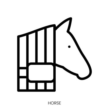 At ikonu. Çizgi Sanatı Biçimi Tasarımı Beyaz Arkaplanda İzole Edildi