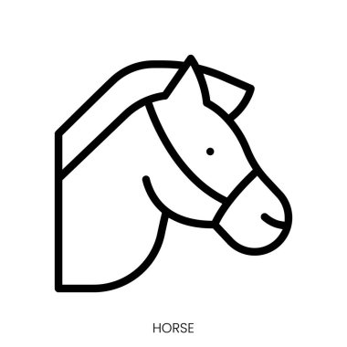 At ikonu. Çizgi Sanatı Biçimi Tasarımı Beyaz Arkaplanda İzole Edildi