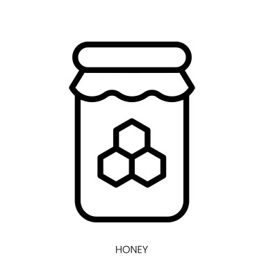 Bal ikonu. Çizgi Sanatı Biçimi Tasarımı Beyaz Arkaplanda İzole Edildi