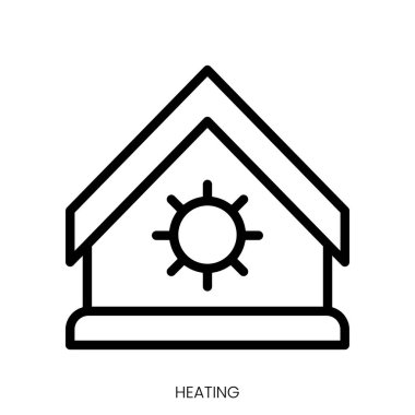 Isıtma ikonu. Çizgi Sanatı Biçimi Tasarımı Beyaz Arkaplanda İzole Edildi