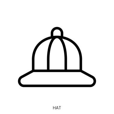 Şapka ikonu. Çizgi Sanatı Biçimi Tasarımı Beyaz Arkaplanda İzole Edildi