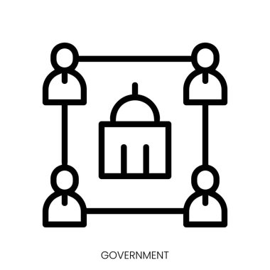 Hükümet ikonu. Çizgi Sanatı Biçimi Tasarımı Beyaz Arkaplanda İzole Edildi