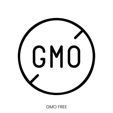 Gmo serbest simgesi. Çizgi Sanatı Biçimi Tasarımı Beyaz Arkaplanda İzole Edildi
