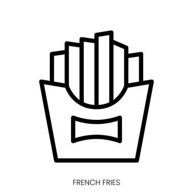 Patates kızartması ikonu. Çizgi Sanatı Biçimi Tasarımı Beyaz Arkaplanda İzole Edildi